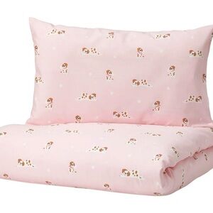 Pink Dog Print Bedding Set